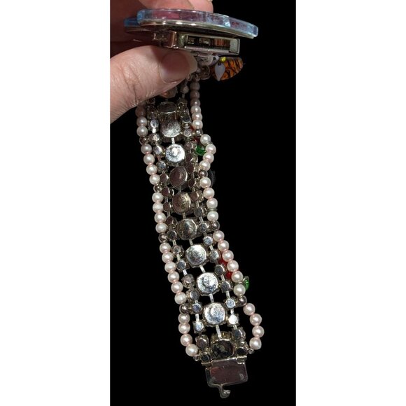 Rare Limited Edition Miu Miu Glass Heart Faux Pearl Glass Charm Bracelet - Picture 6 of 13